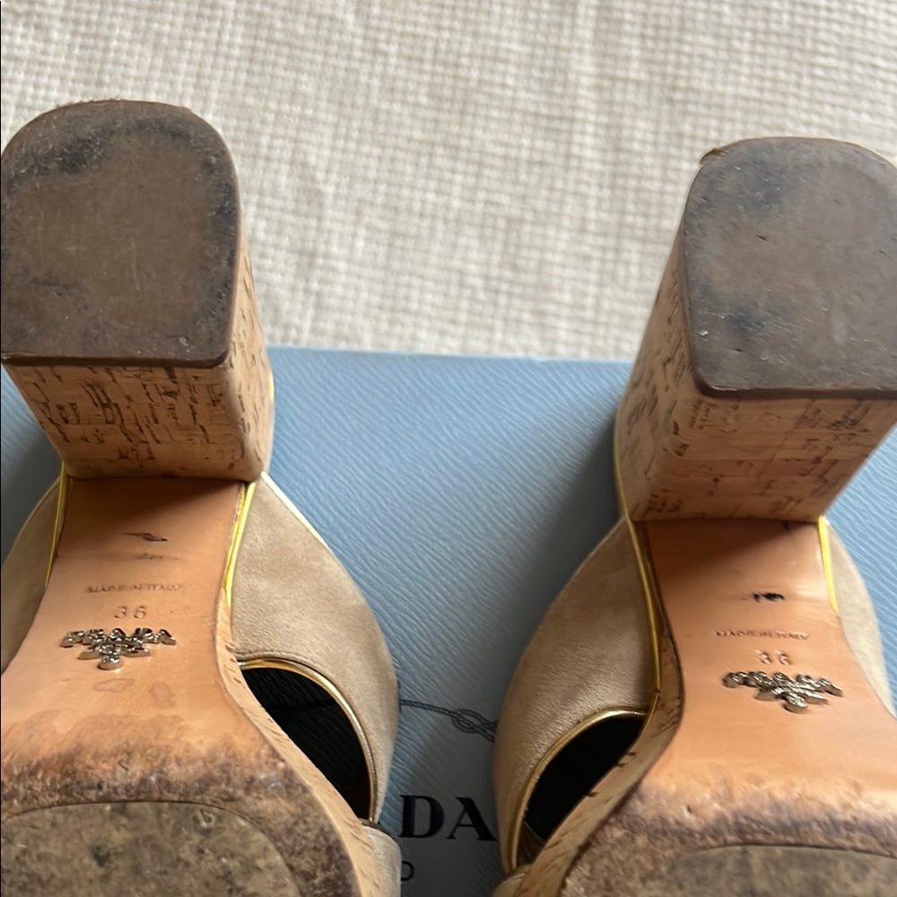 Prada Tan Suede Crisscross Slide Mules - Picture 4 of 7